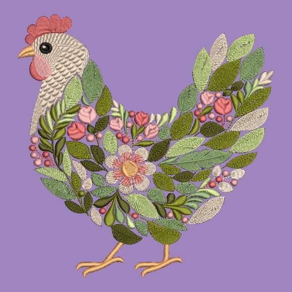 Chicken Sweatshirt TODDLER Embroidered Floral Hen Crewneck Sweatshirt Farm - Picture 3 of 14